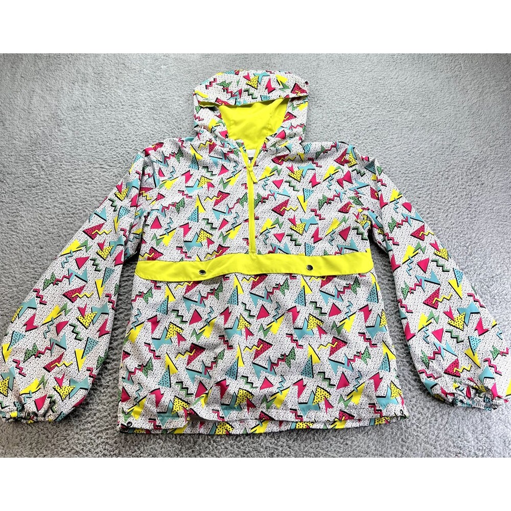 Black Jack Size M 1999 USA Windbreaker Jacket Neon Pullover ½ Zip 90's Retro